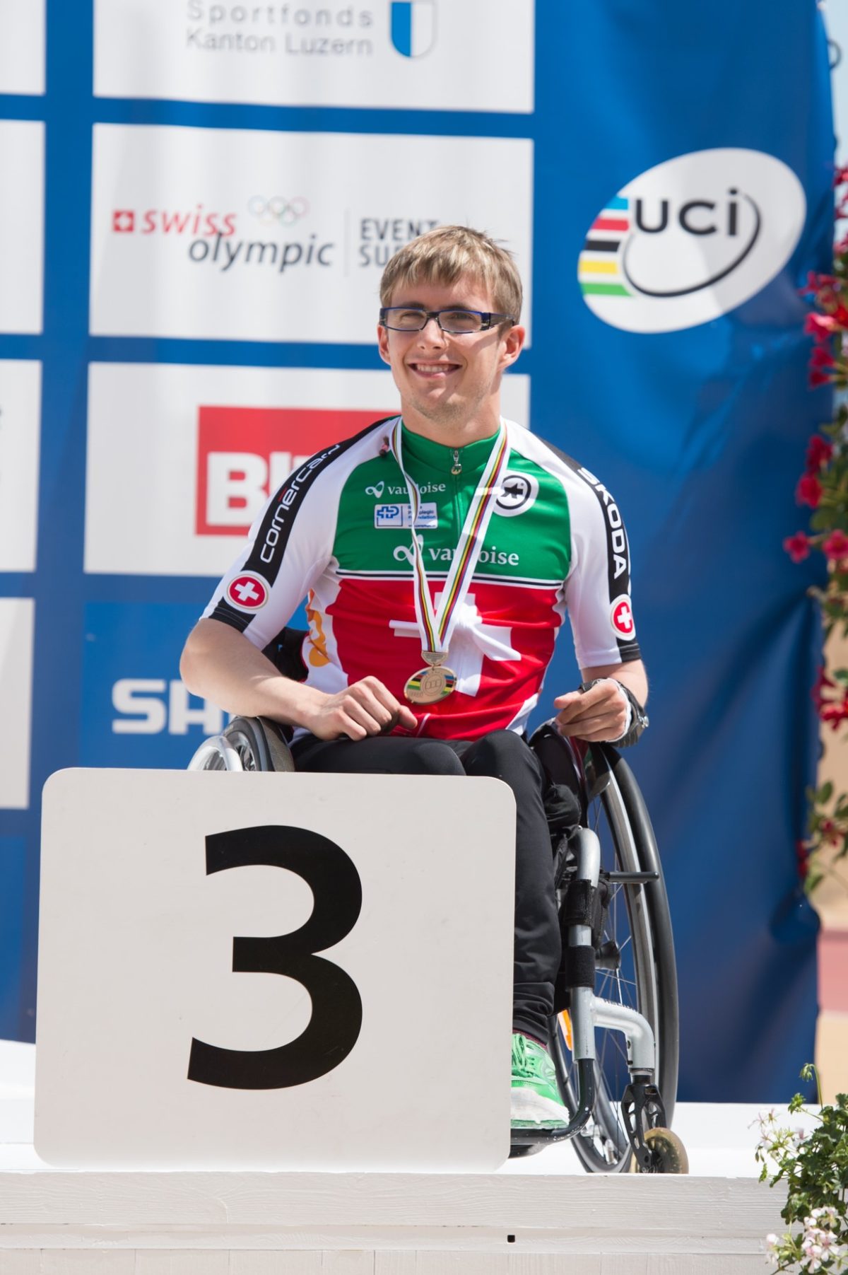 Benjamin Frueh Siegerehrung UCI Para-cycling WM Nottwil 2015